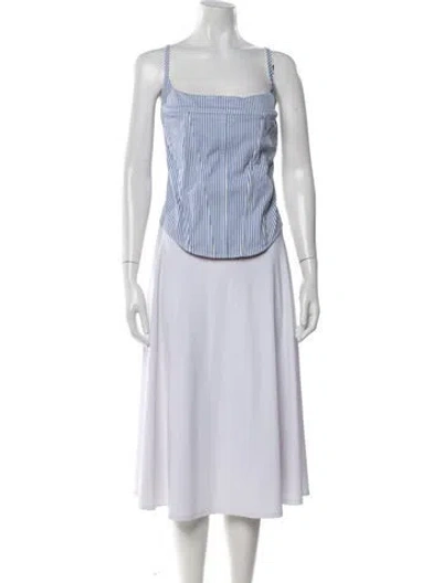Pre-owned Miaou Striped Square Neckline Crop Top In Blue