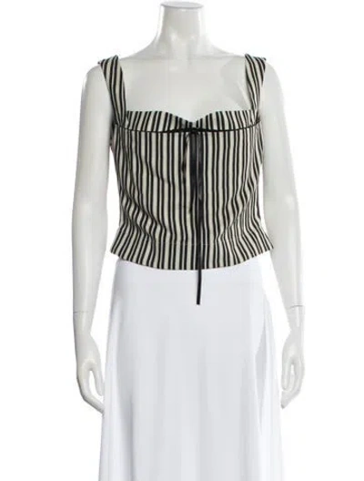 Pre-owned Miaou Striped Square Neckline Crop Top In Neutral