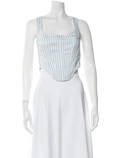 Pre-owned Miaou Striped Square Neckline Crop Top In Neutrals