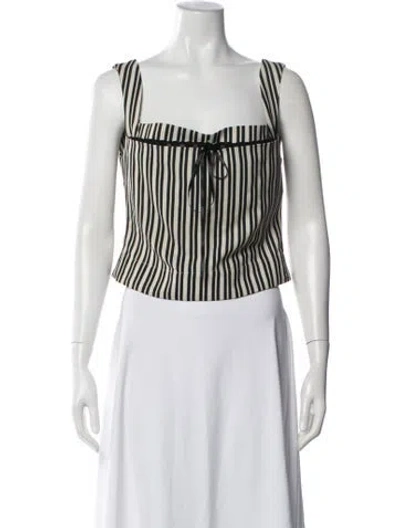 Pre-owned Miaou Striped Square Neckline Top In Blue