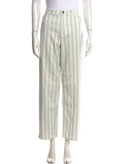 Pre-owned Miaou Striped Straight Leg Pants In Blue