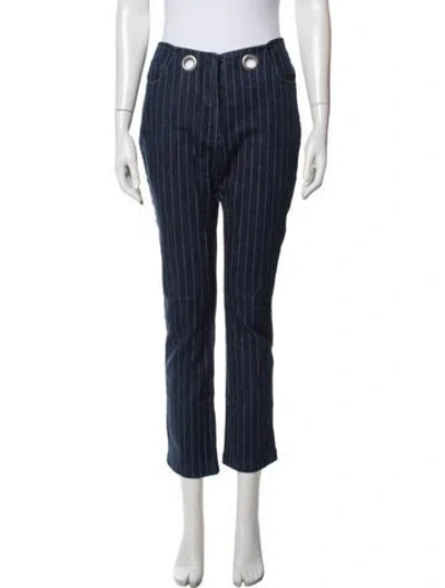 Pre-owned Miaou Striped Straight Leg Pants In Blue