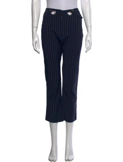 Pre-owned Miaou Striped Straight Leg Pants In Blue