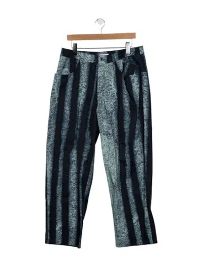 Pre-owned Miaou Striped Straight Leg Pants In Blue