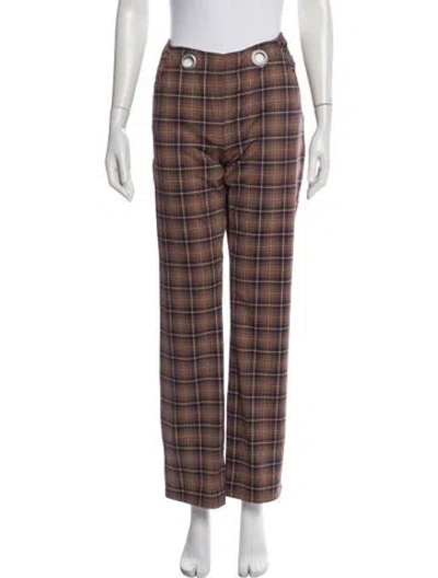 Pre-owned Miaou Striped Straight Leg Pants In Brown