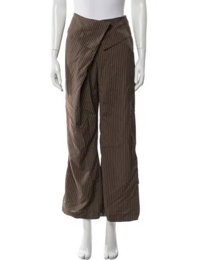 Pre-owned Miaou Striped Wide Leg Pants In Brown