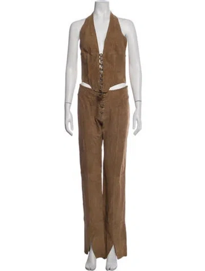 Pre-owned Miaou Suede Pant Set In Brown