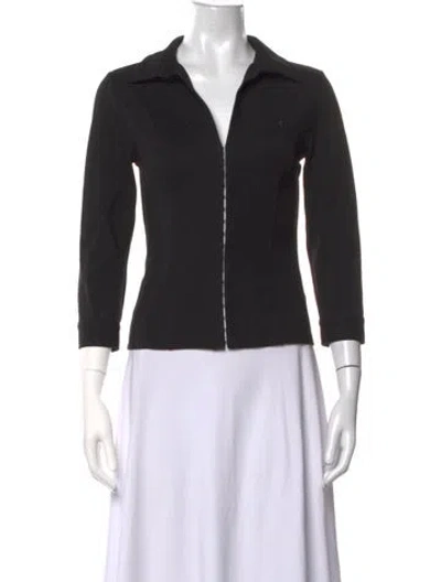 Pre-owned Miaou Three-quarter Sleeve Top In Black