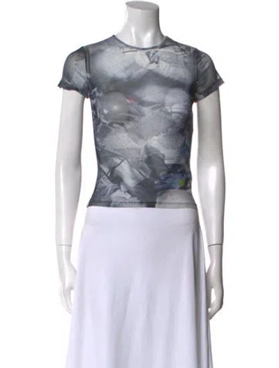 Pre-owned Miaou Tie-dye Print Crew Neck Crop Top W/ Tags In Black