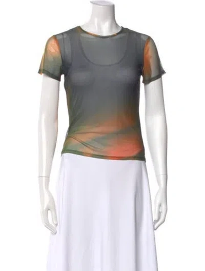 Pre-owned Miaou Tie-dye Print Crew Neck Top In Green