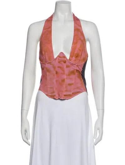 Pre-owned Miaou Tie-dye Print Halterneck Top In Multi