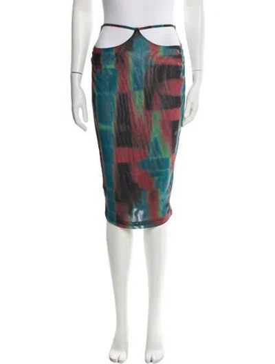 Pre-owned Miaou Tie-dye Print Knee-length Skirt In Blue