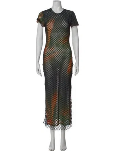 Pre-owned Miaou Tie-dye Print Long Dress In Blue