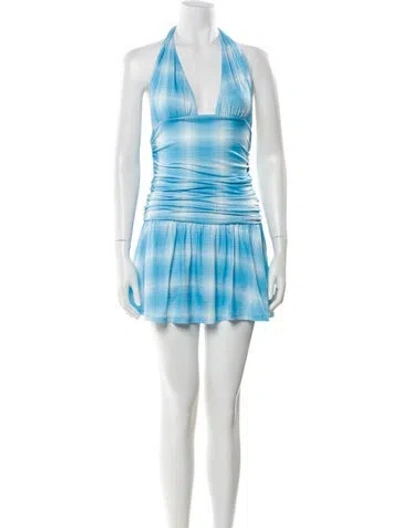 Pre-owned Miaou Tie-dye Print Mini Dress In Blue