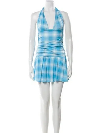 Pre-owned Miaou Tie-dye Print Mini Dress In Blue