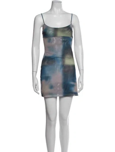 Pre-owned Miaou Tie-dye Print Mini Dress In Blue