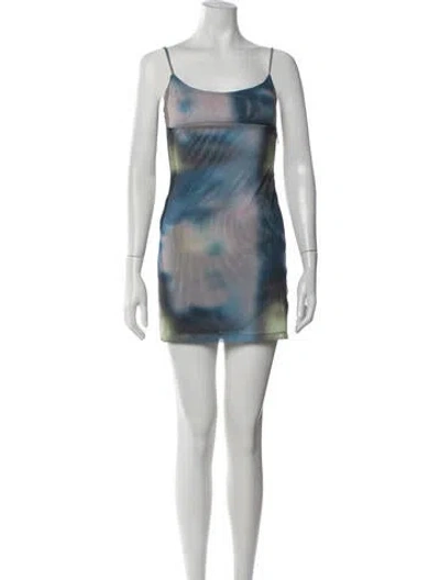 Pre-owned Miaou Tie-dye Print Mini Dress In Blue