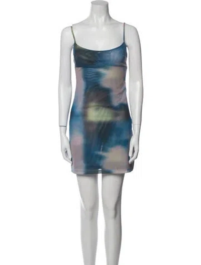 Pre-owned Miaou Tie-dye Print Mini Dress W/ Tags In Blue