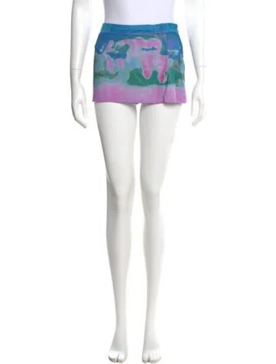 Pre-owned Miaou Tie-dye Print Mini Skirt W/ Tags In Green