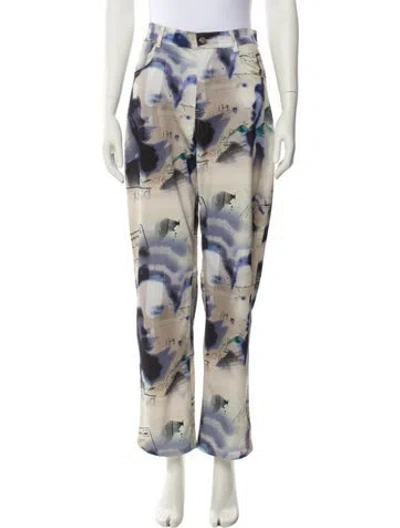 Pre-owned Miaou Tie-dye Print Wide Leg Pants In Neutral