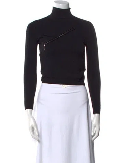 Pre-owned Miaou Turtleneck Long Sleeve Crop Top In Black
