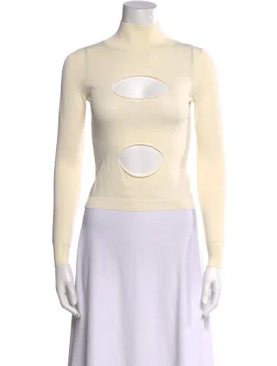 Pre-owned Miaou Turtleneck Long Sleeve Crop Top In Neutral