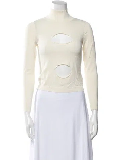Pre-owned Miaou Turtleneck Long Sleeve Crop Top In White