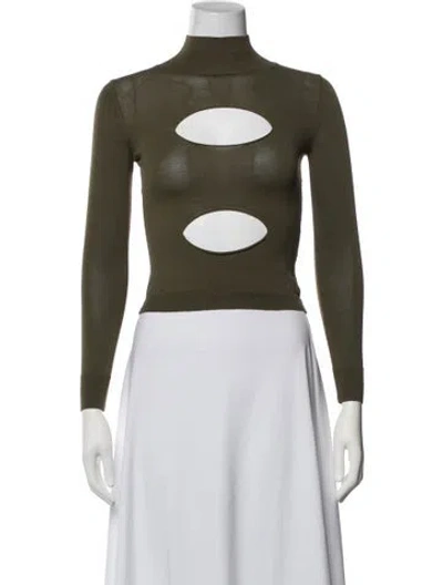 Pre-owned Miaou Turtleneck Long Sleeve Top In Green