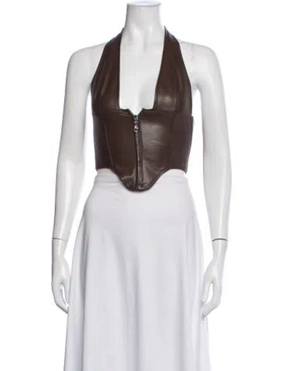 Pre-owned Miaou Vegan Leather Halterneck Crop Top W/ Tags In Purple