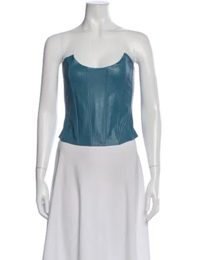 Pre-owned Miaou Vegan Leather Strapless Crop Top In White