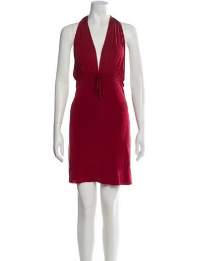 Pre-owned Miaou V-neck Mini Dress W/ Tags In Burgundy