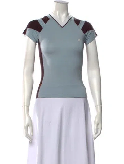 Pre-owned Miaou V-neck Short Sleeve T-shirt In Blue