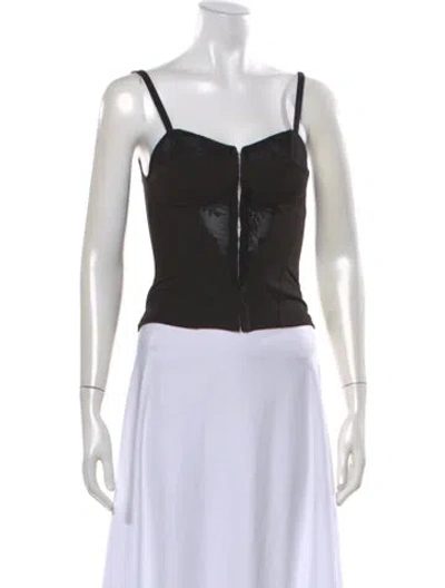 Pre-owned Miaou V-neck Sleeveless Crop Top In Black