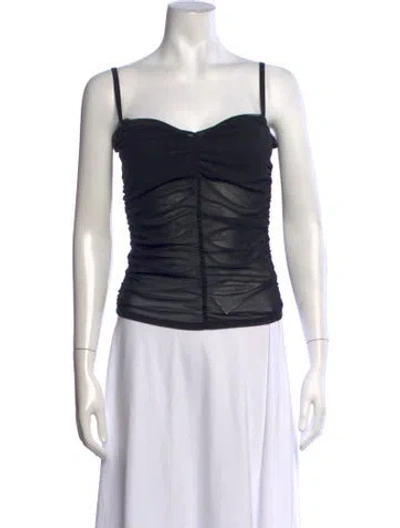 Pre-owned Miaou V-neck Sleeveless Crop Top In Black/green/orange