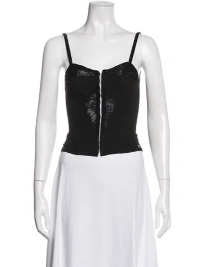 Pre-owned Miaou V-neck Sleeveless Crop Top In Black/white