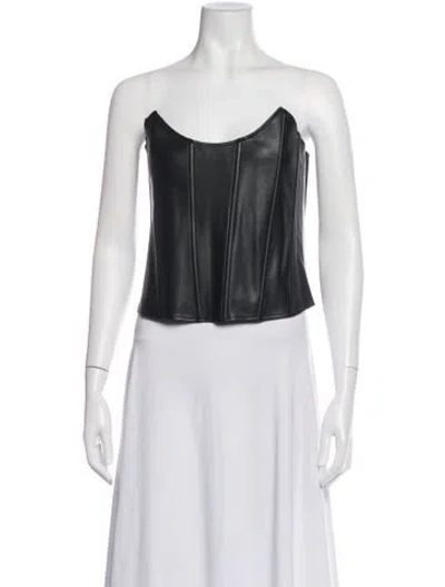 Pre-owned Miaou V-neck Sleeveless Crop Top In Black/white