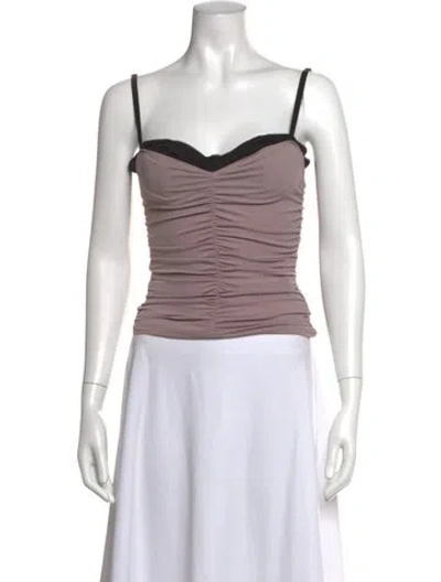 Pre-owned Miaou V-neck Sleeveless Crop Top In Blue