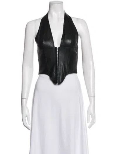Pre-owned Miaou V-neck Sleeveless Crop Top In Green
