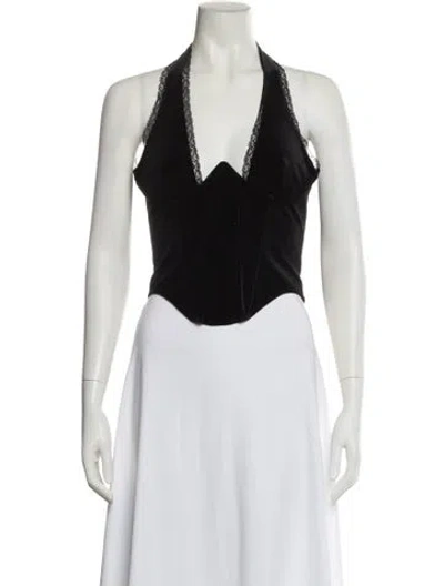 Pre-owned Miaou V-neck Sleeveless Crop Top W/ Tags In Black