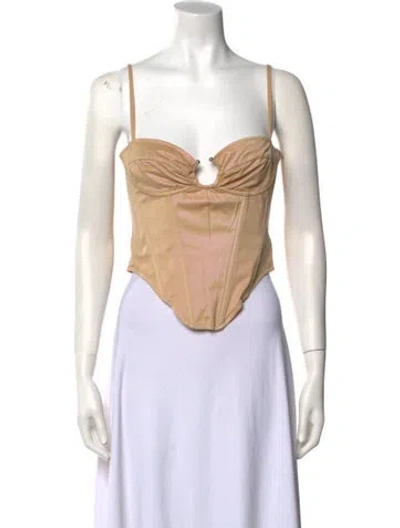 Pre-owned Miaou V-neck Sleeveless Crop Top W/ Tags In Neutral