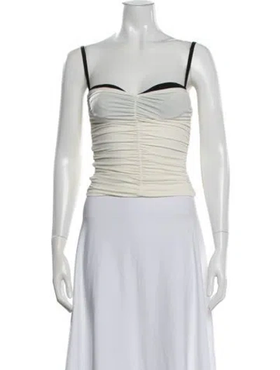 Pre-owned Miaou V-neck Sleeveless Crop Top In White