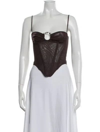 Pre-owned Miaou V-neck Sleeveless Crop Top In White