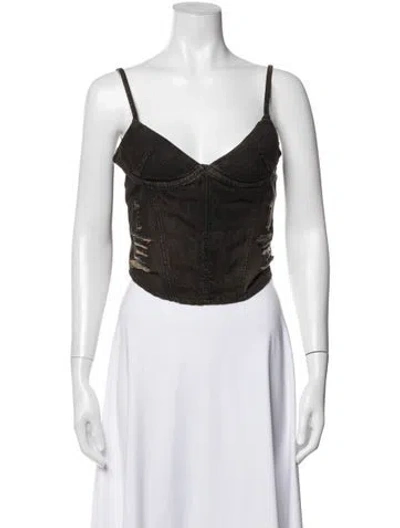 Pre-owned Miaou V-neck Sleeveless Crop Top In White