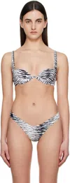 Miaou White & Black Cora Bikini Top In Zebra