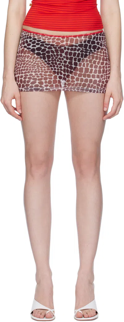 Miaou White & Burgundy Elektra Miniskirt