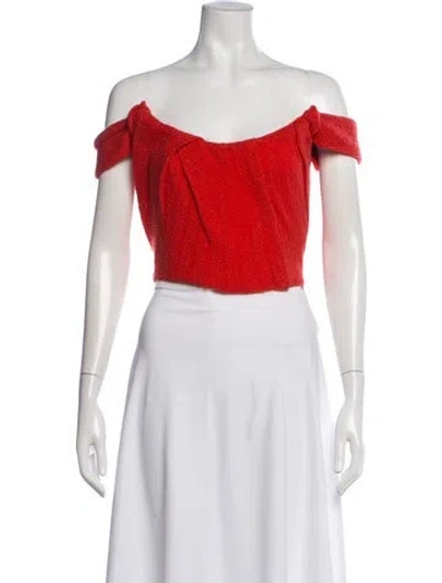 Pre-owned Miaou Wool Off-the-shoulder Crop Top In Red