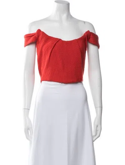 Pre-owned Miaou Wool Off-the-shoulder Crop Top In Red