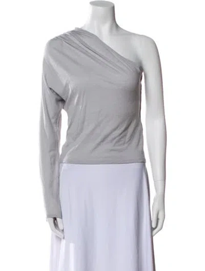 Pre-owned Miaou Wool One-shoulder Crop Top W/ Tags In Gray