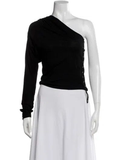 Pre-owned Miaou Wool One-shoulder Top In Black