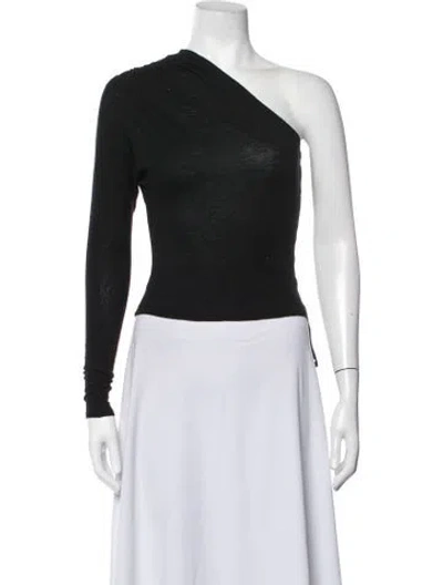 Pre-owned Miaou Wool One-shoulder Top In Black